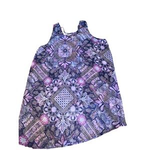 Unbranded Paisley Mandala Tank swim cover up Medium Purple Boho‎ Strappy Back